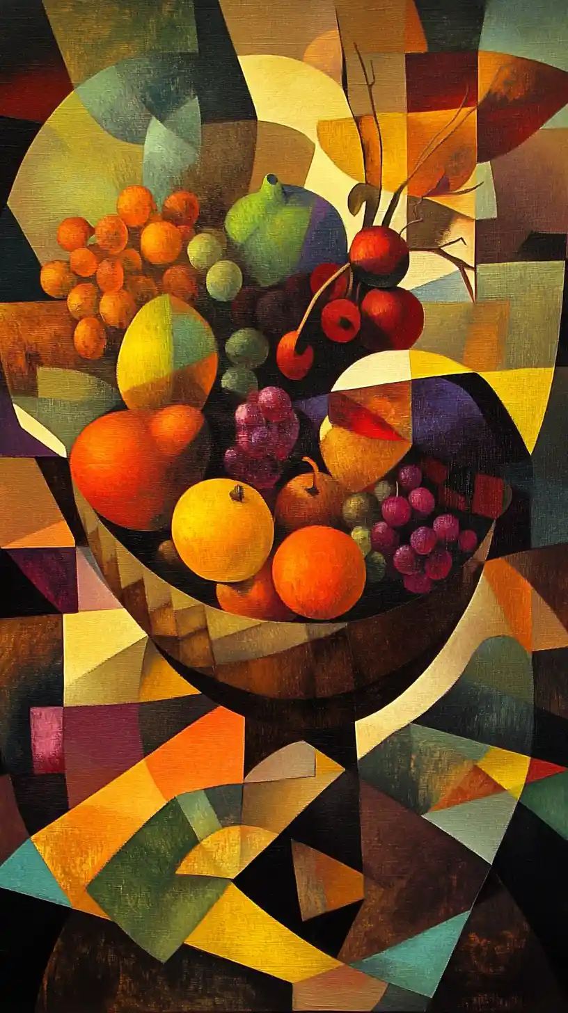 Cubist cornucopia of autumn harvest for Thanksgiving celebration