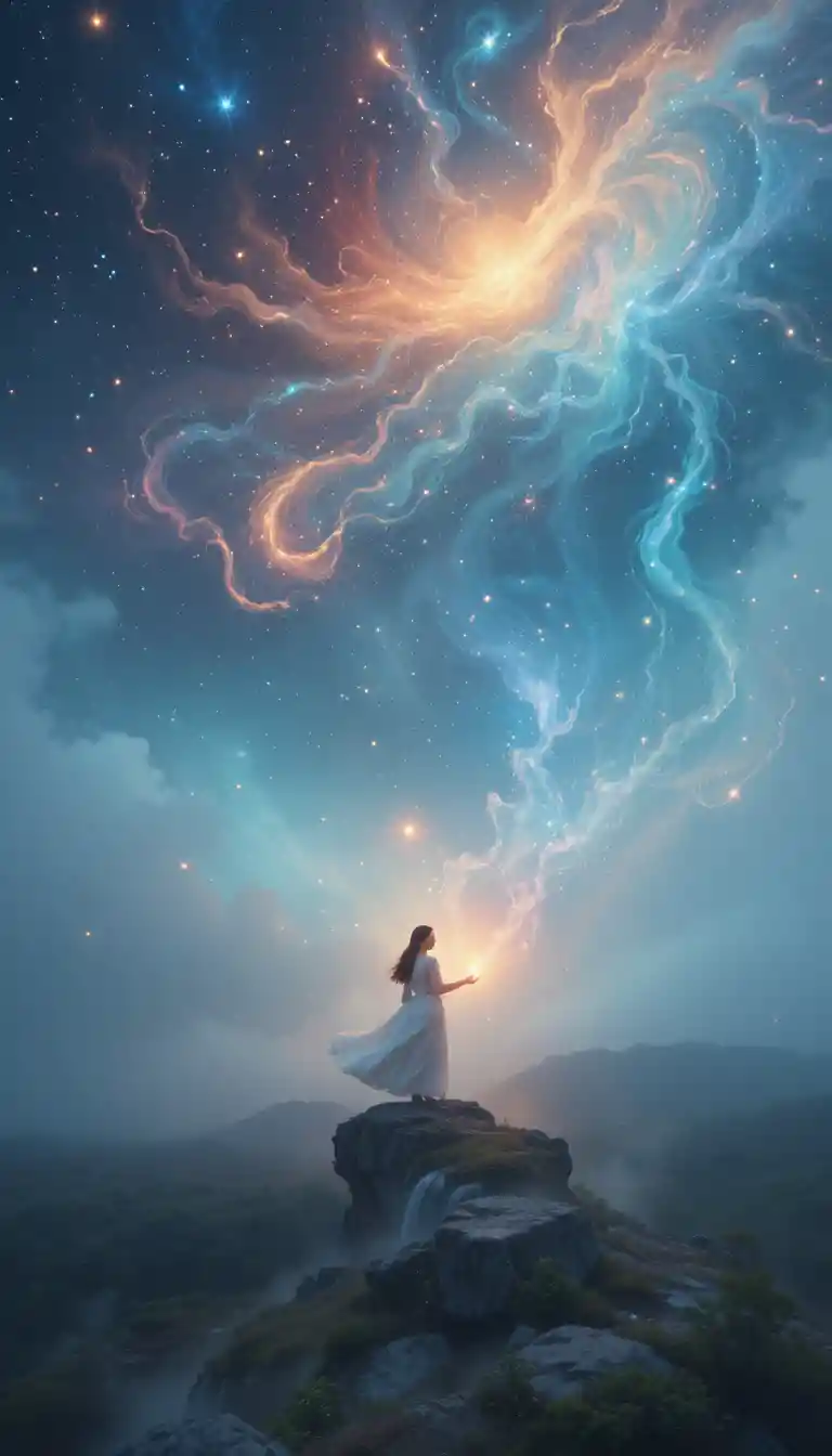 Rêves tourbillonnants et étoiles déclinantes dans un cosmos mystique