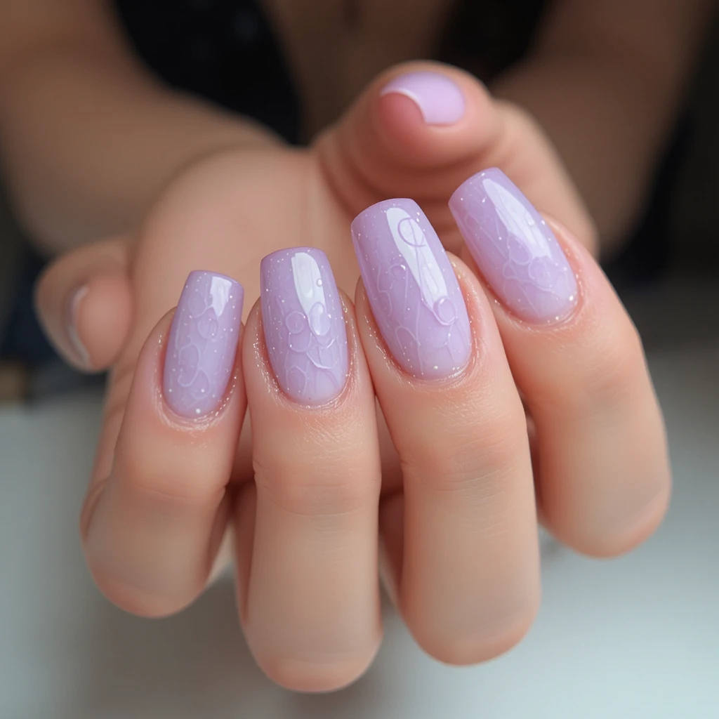 Lavender ombre nail art with soft pink gradient