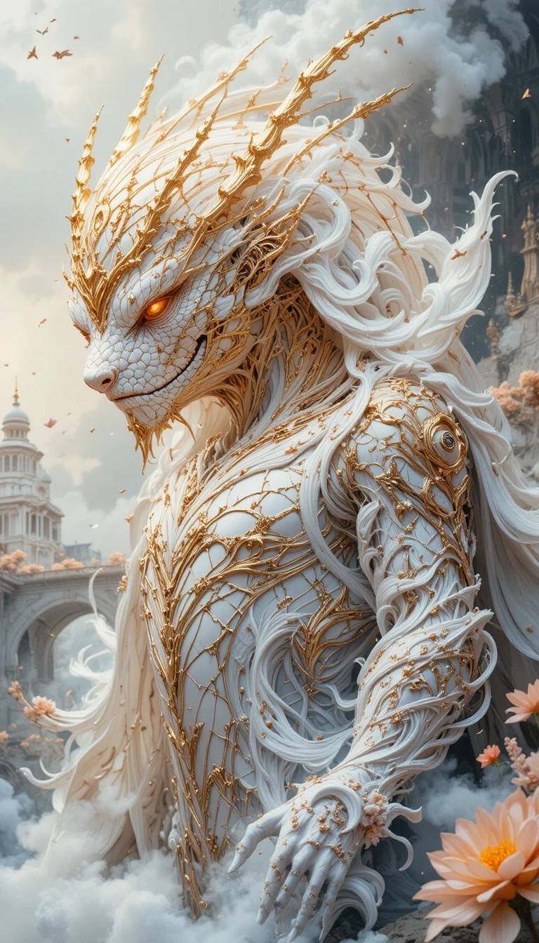 白色幻想宮殿前的裝甲蛇之靈