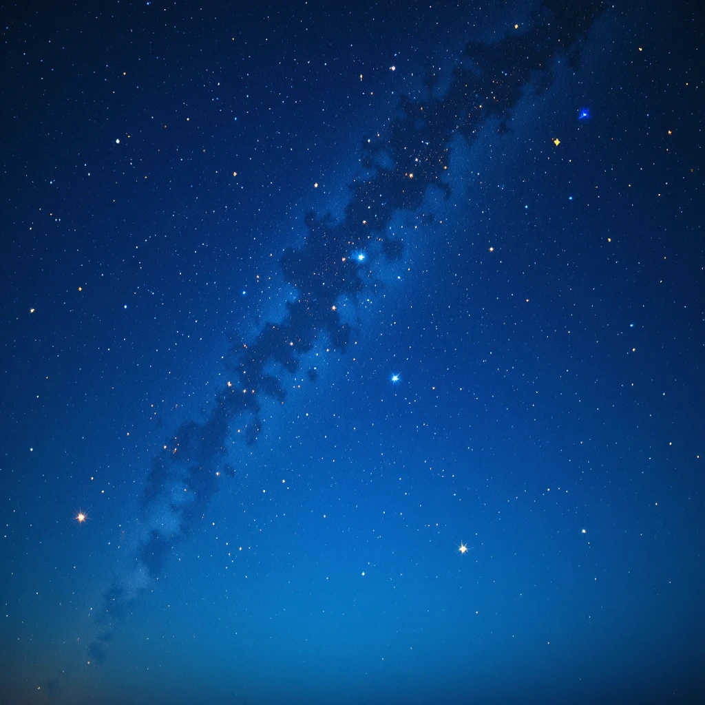 Cielo notturno blu elettrico pieno di stelle gialle luminose
