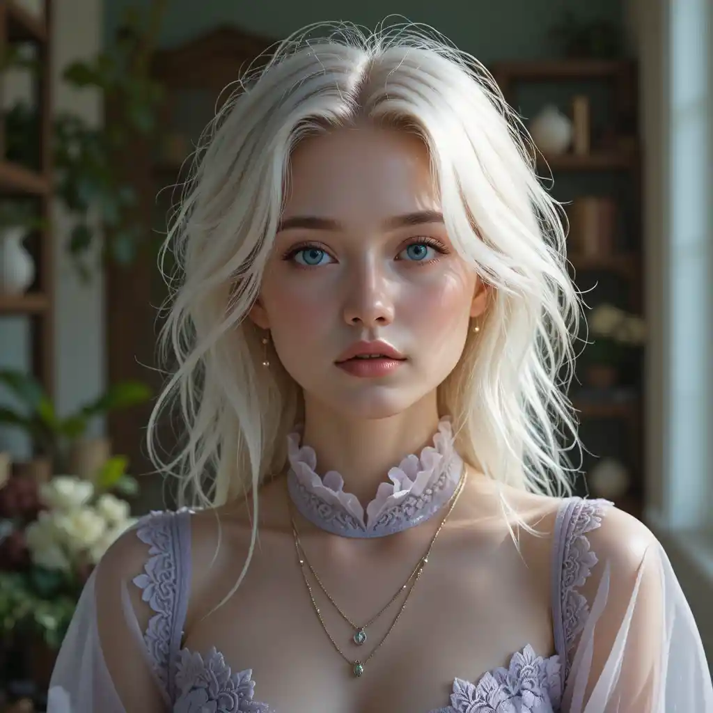 Portrait d’une jeune femme en douce lumière latérale en intérieur