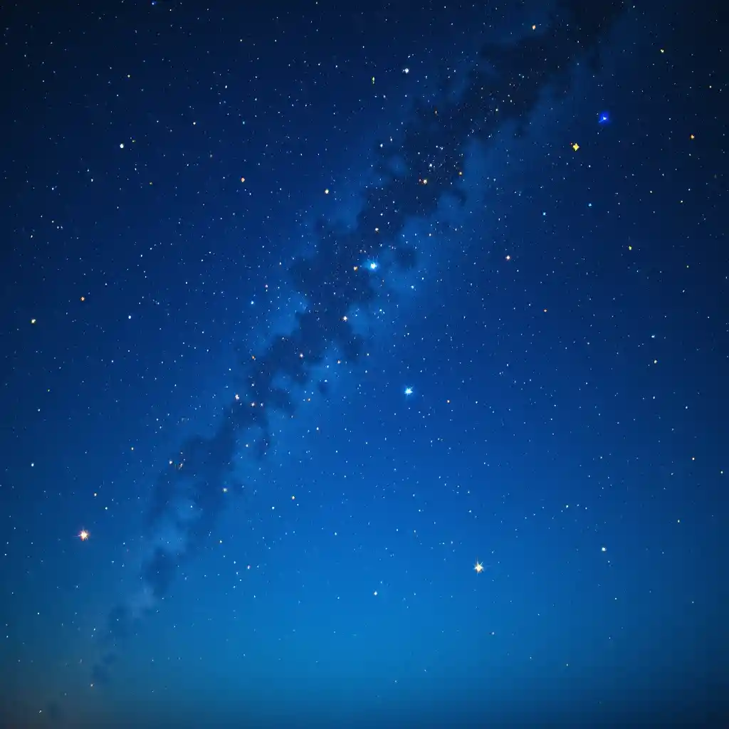 Céu noturno azul elétrico repleto de estrelas amarelas brilhantes