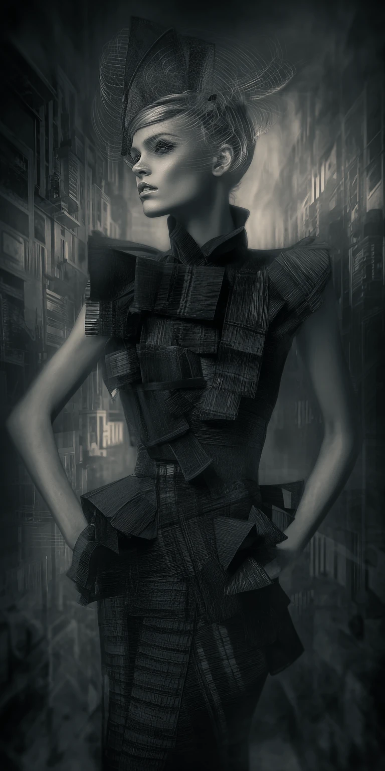 Abstract frozen cubist box filled with fashion clutter