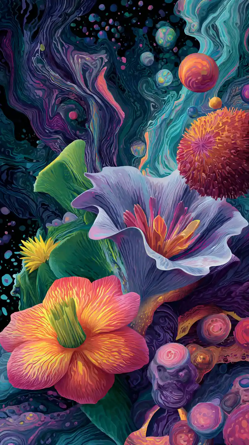 迷幻超現實旅程：旋轉花朵與圖案交織