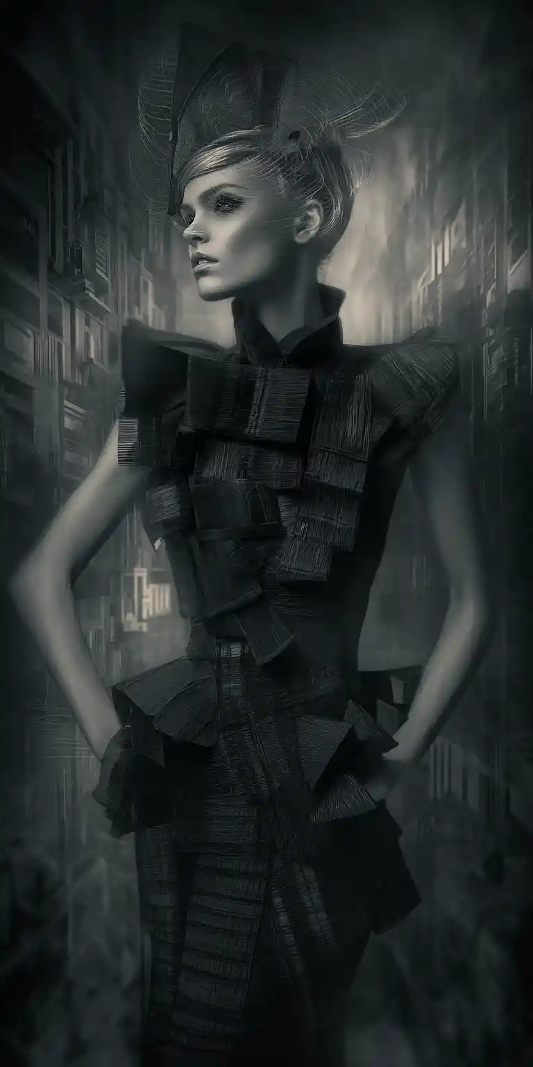 Abstract frozen cubist box filled with fashion clutter