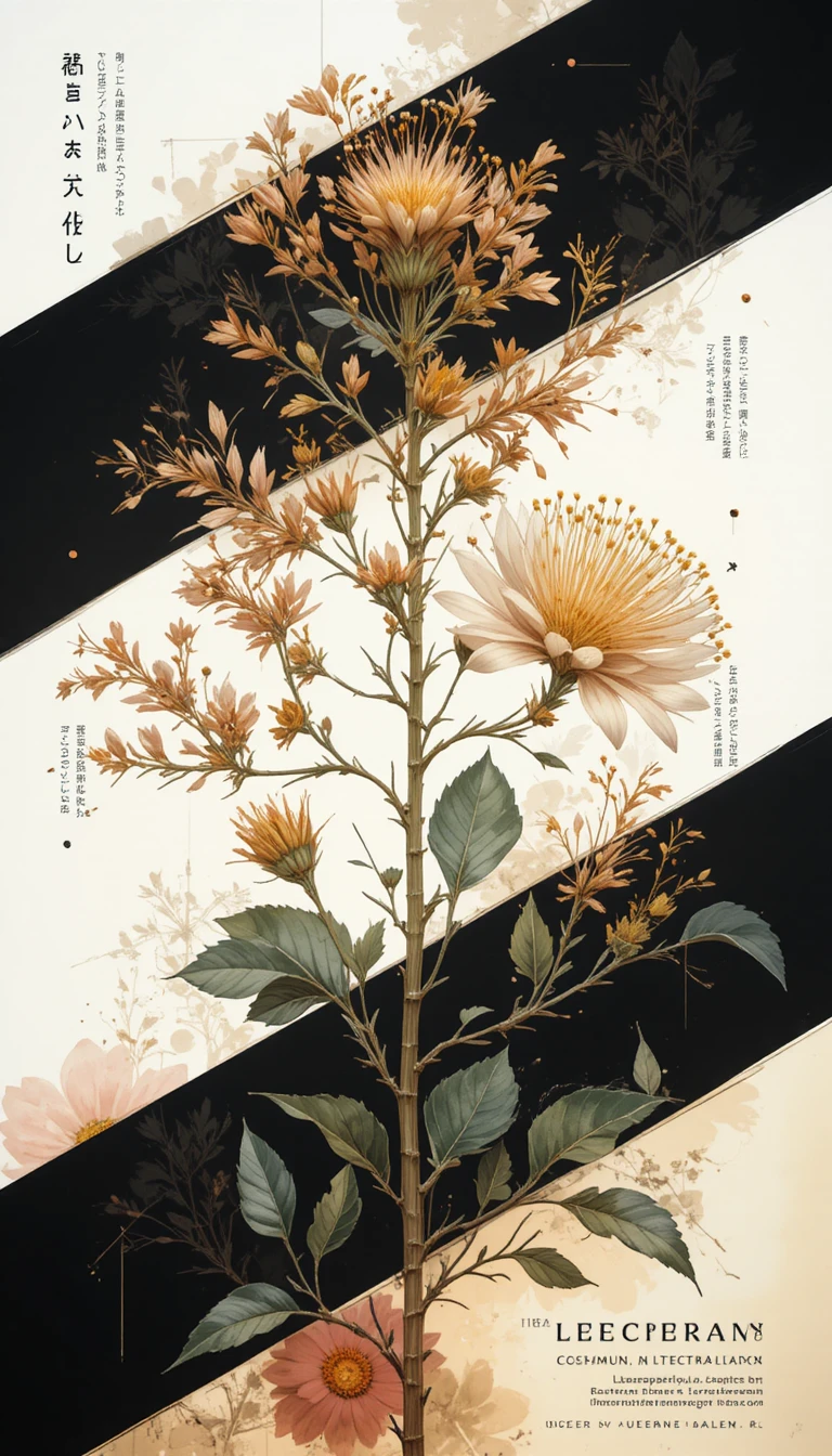 平面海報上的針墊花向量插畫