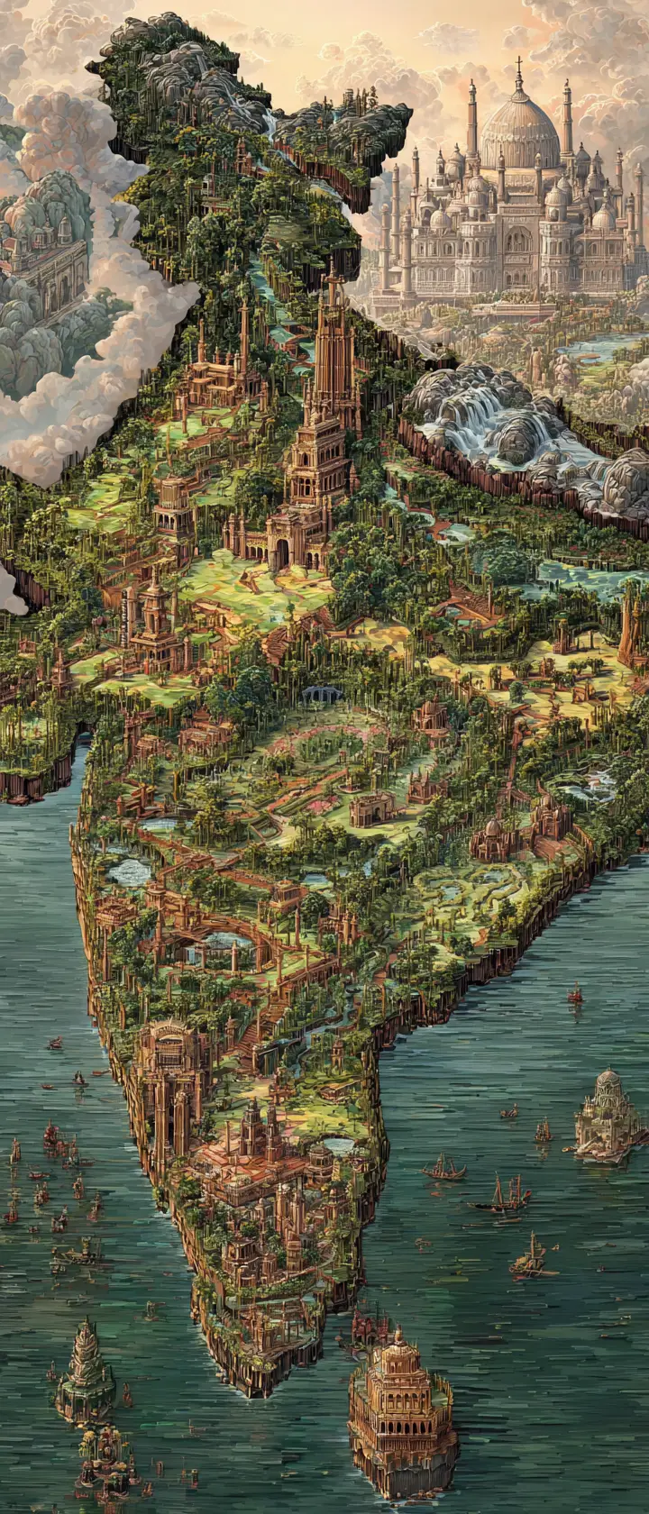 Detailed 3d map of india with rich regional features