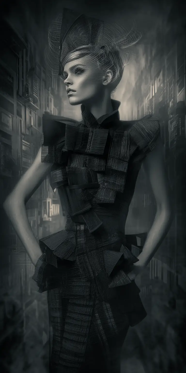 Abstract frozen cubist box filled with fashion clutter
