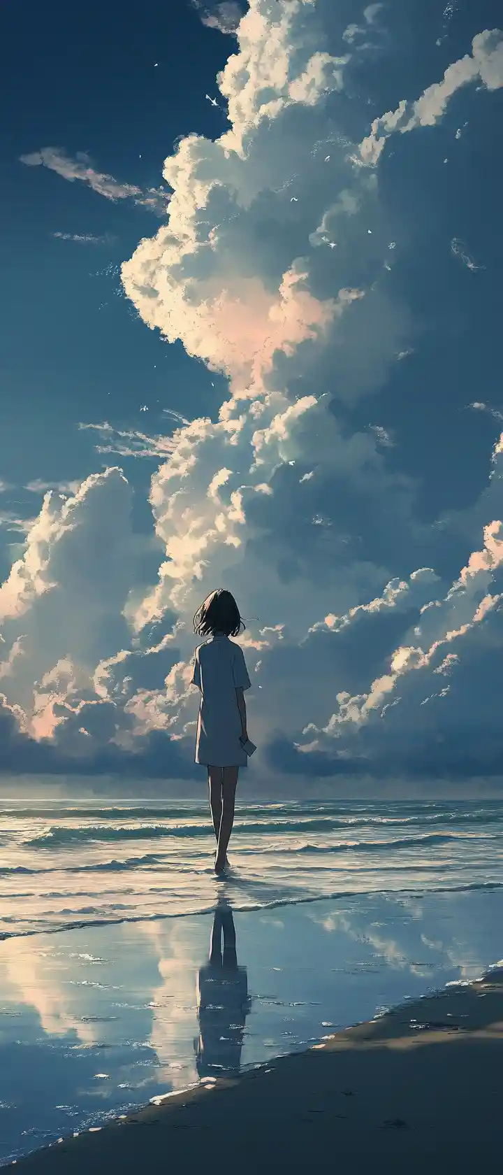 Woman saying goodbye with a message bottle on the beach