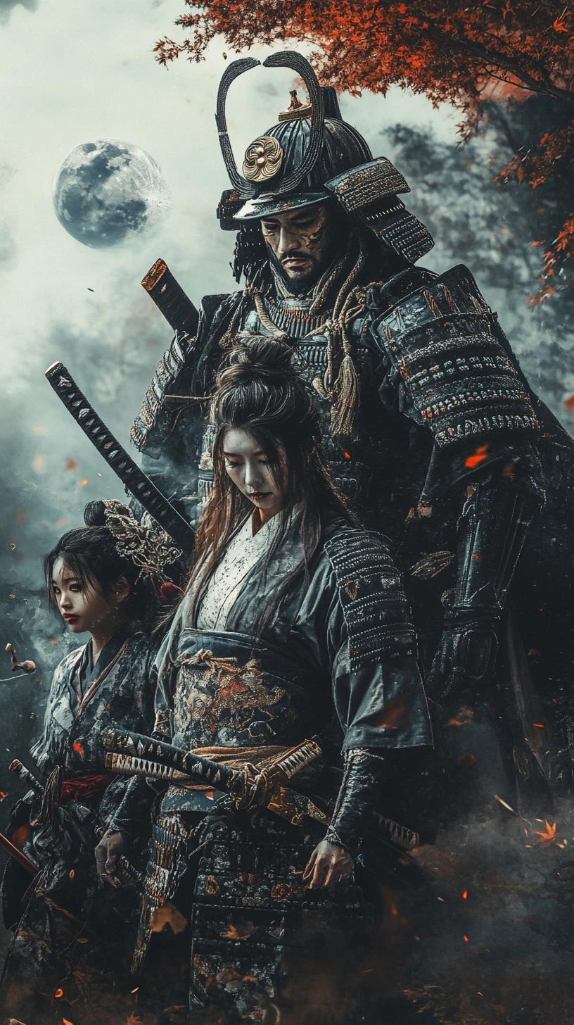 Samurai in einer surrealen Dark-Fantasy-Illusionsszene