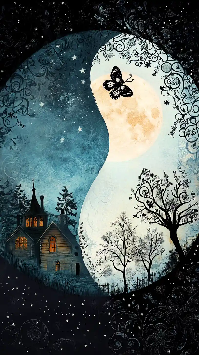 Butterfly In A Mystical Spiral Fantasy Landscape