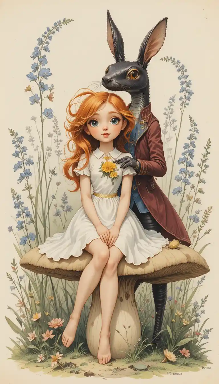 Fairy Haircut On Mushroom In Enchanted Woodland Scene