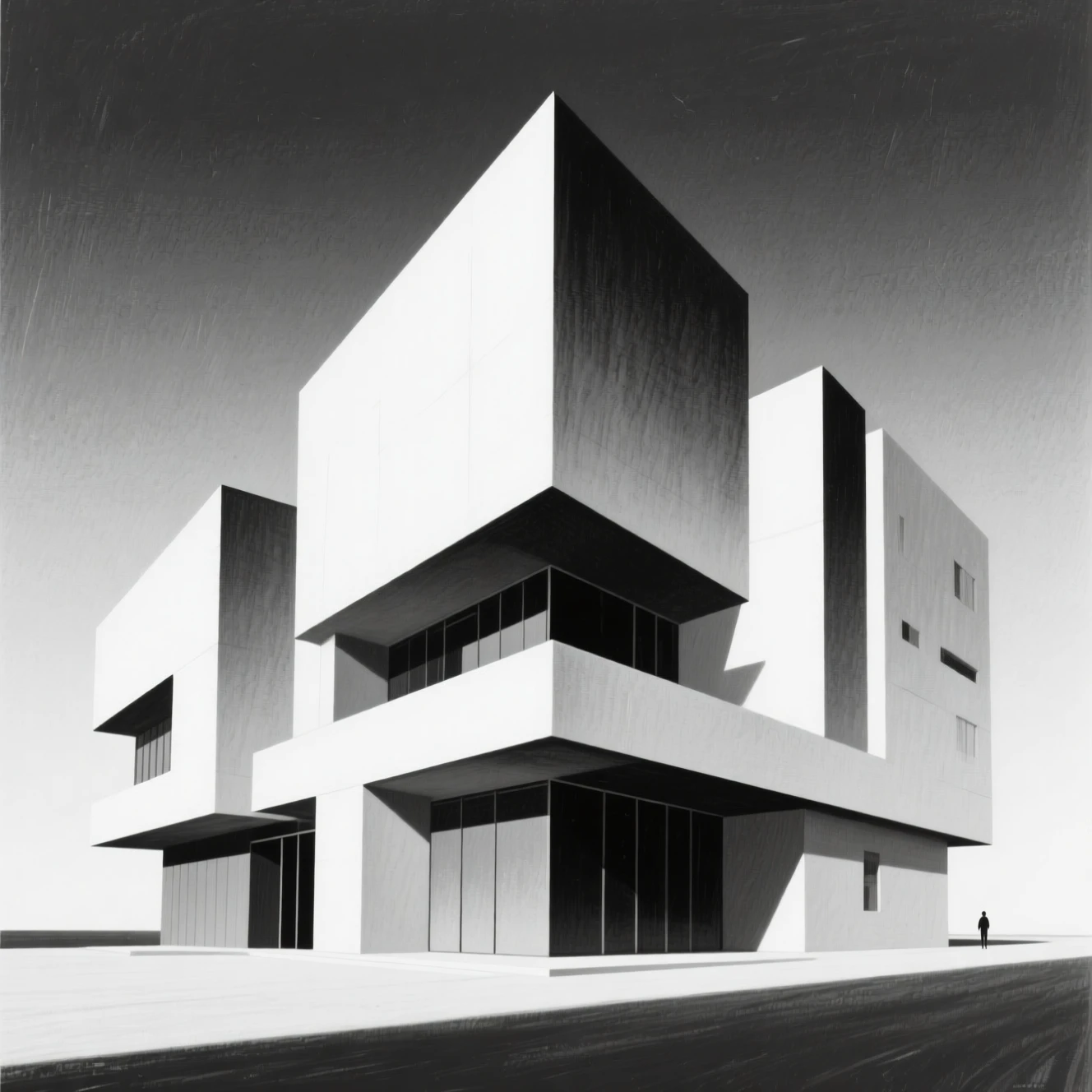 Composición arquitectónica moderna minimalista en blanco y negro