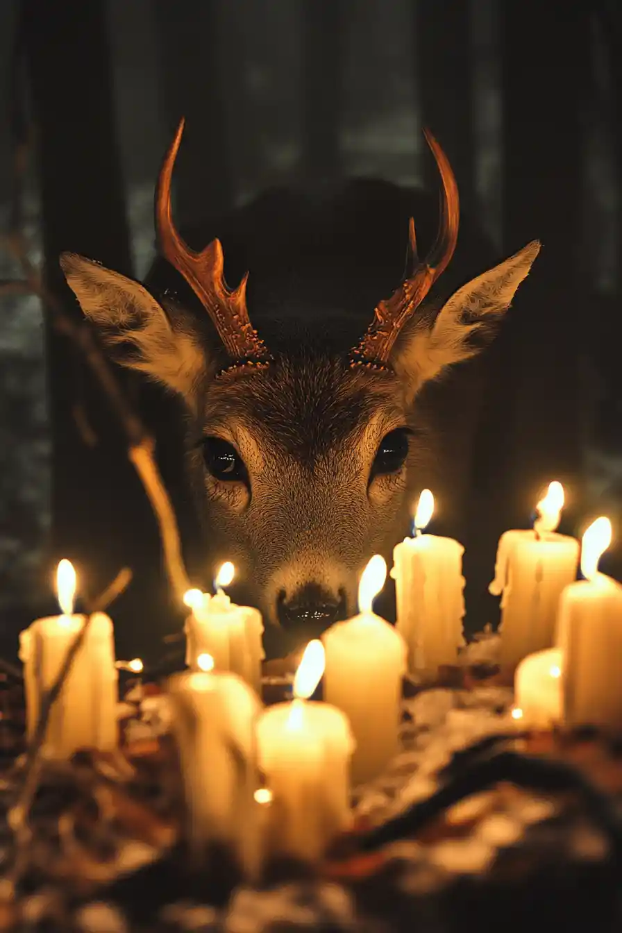 Candles Fading In A Dark Room As A Hunter Waits