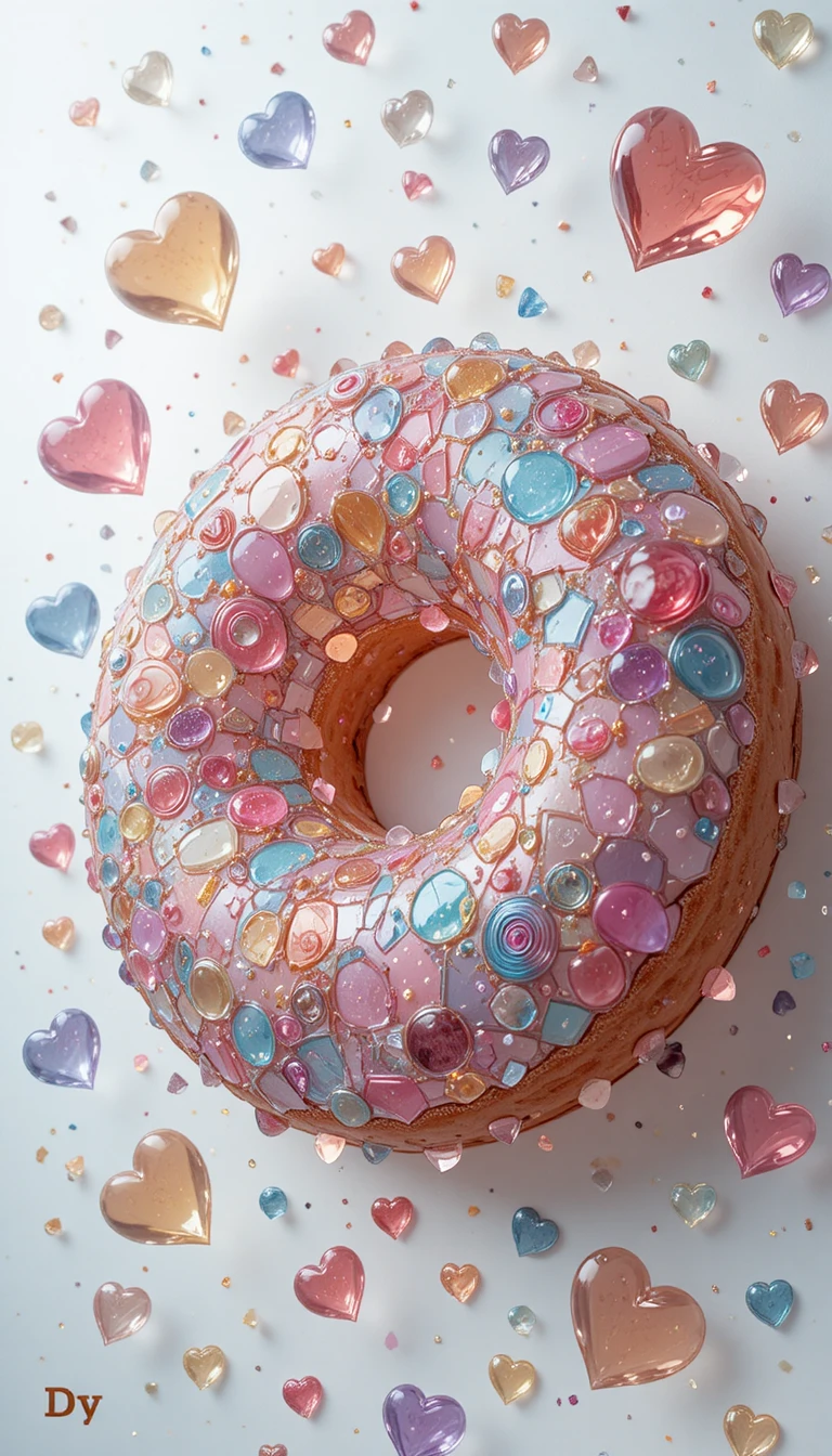 Dona pastel voladora hecha de relucientes piezas de vidrio