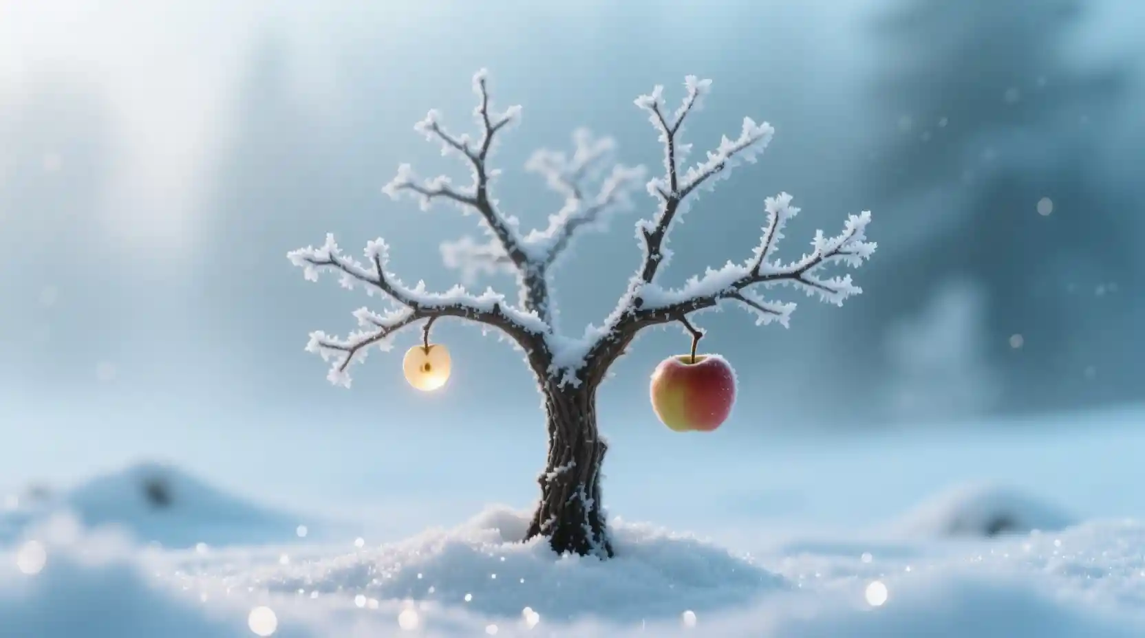 Frosted Tree Of Knowledge In Silent Winter Landscape