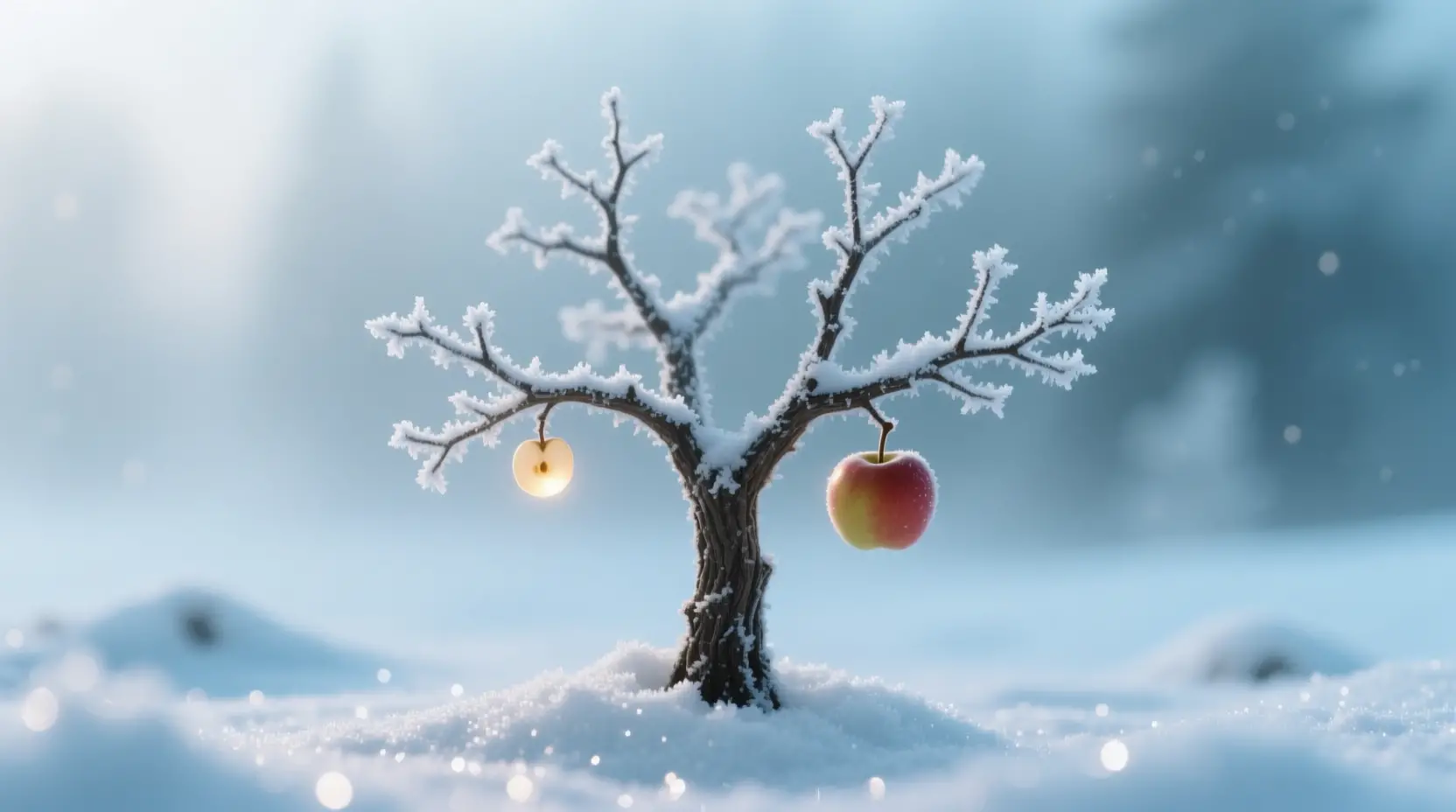 Frosted Tree Of Knowledge In Silent Winter Landscape