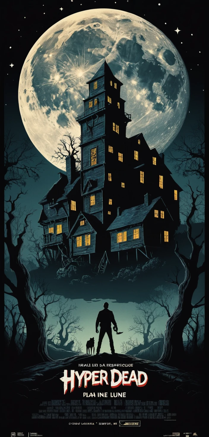 Cinematic 80s style werewolf under dramatic moonlight