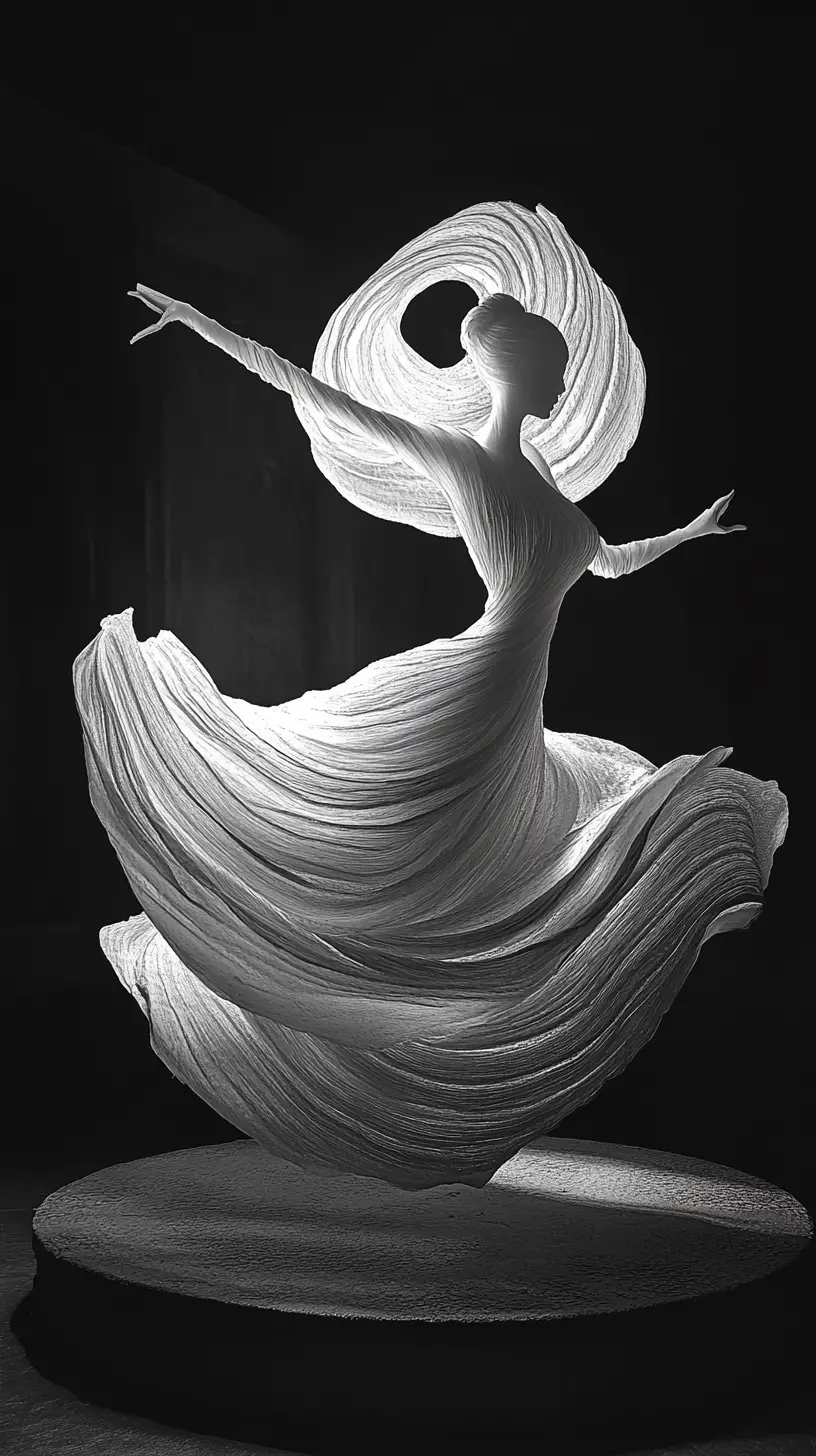 Ghostly spirit balancing yin and yang in swirling light