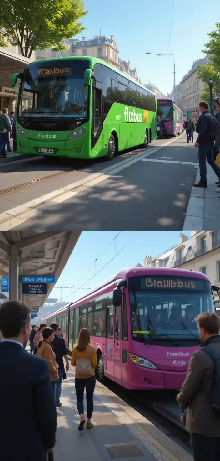 Personas al estilo Pixar esperando en una parada de autobús de viaje verde