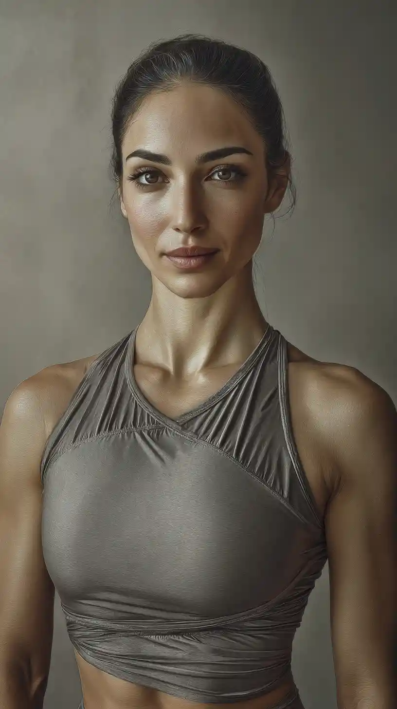 Athletic Middle Eastern woman in sleek sport dress portrait