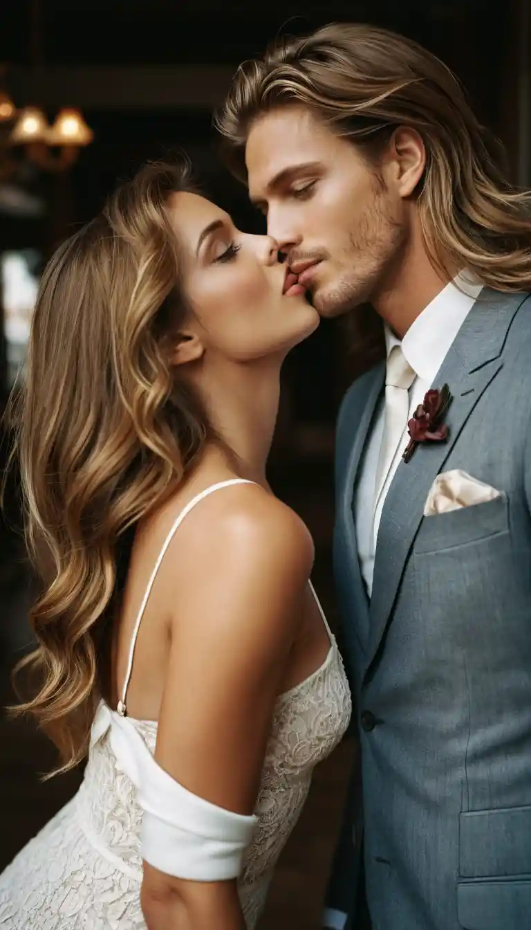 Stylish man taking a selfie kiss between two women