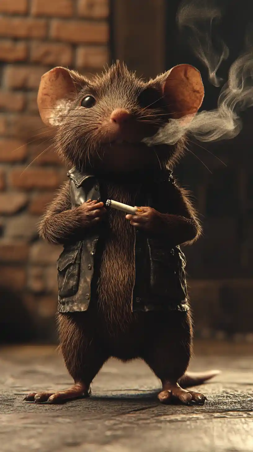 Düstere anthropomorphe Ratte im Noir-Digitalgemälde