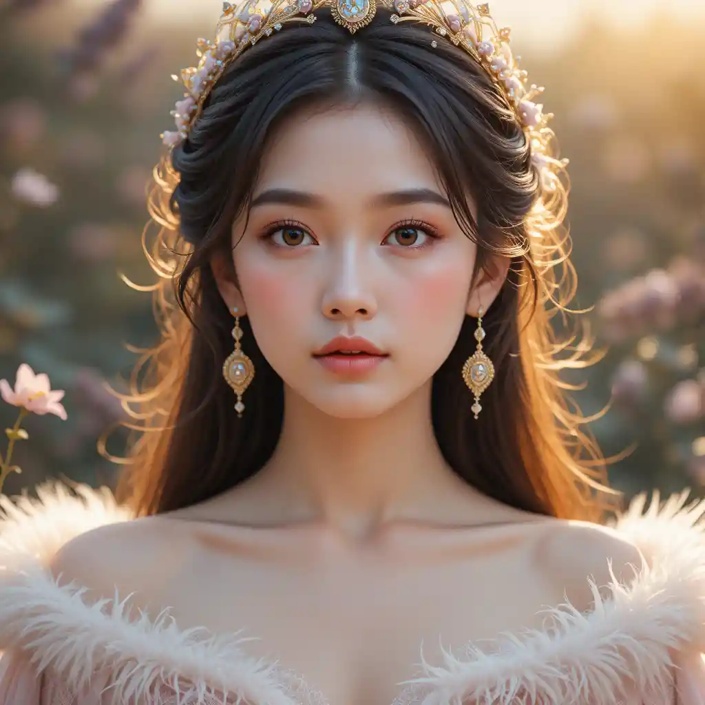 Ethereal portrait of a young woman in a fantasy cloak