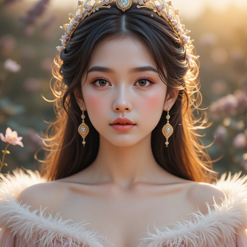 Ethereal portrait of a young woman in a fantasy cloak