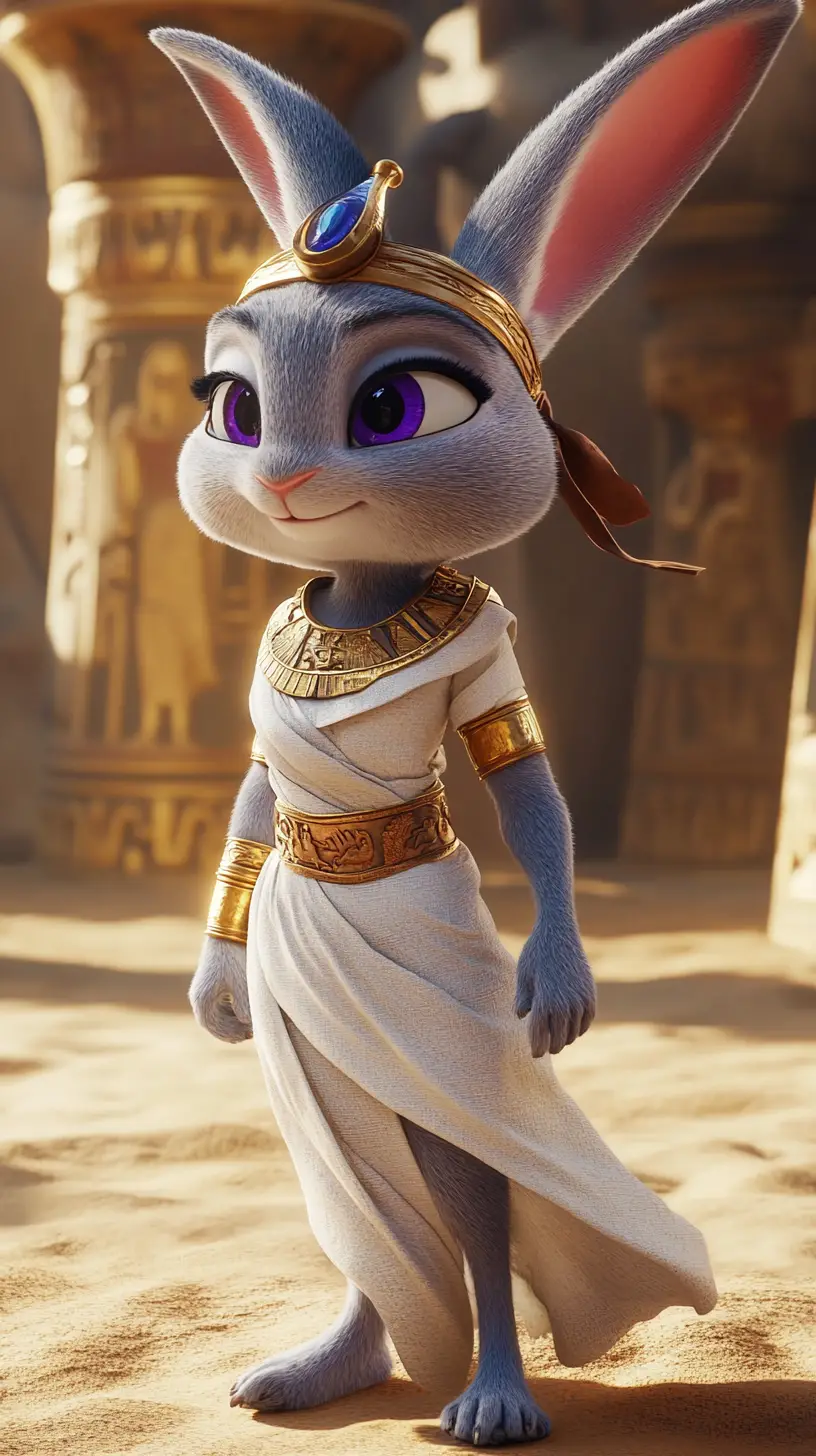 Anthropomorphic Egyptian Rabbit In 3d Desert Temple Scene