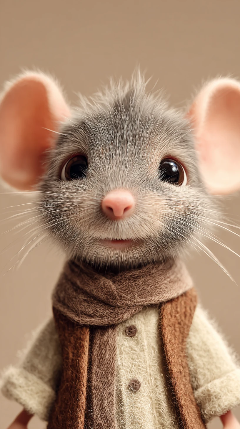 Cute 3D cartoon mouse character with warm cinematic light