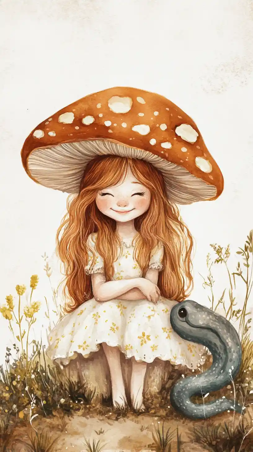 Fairy Hairstyling Scene On A Mushroom In Enchanted Forest