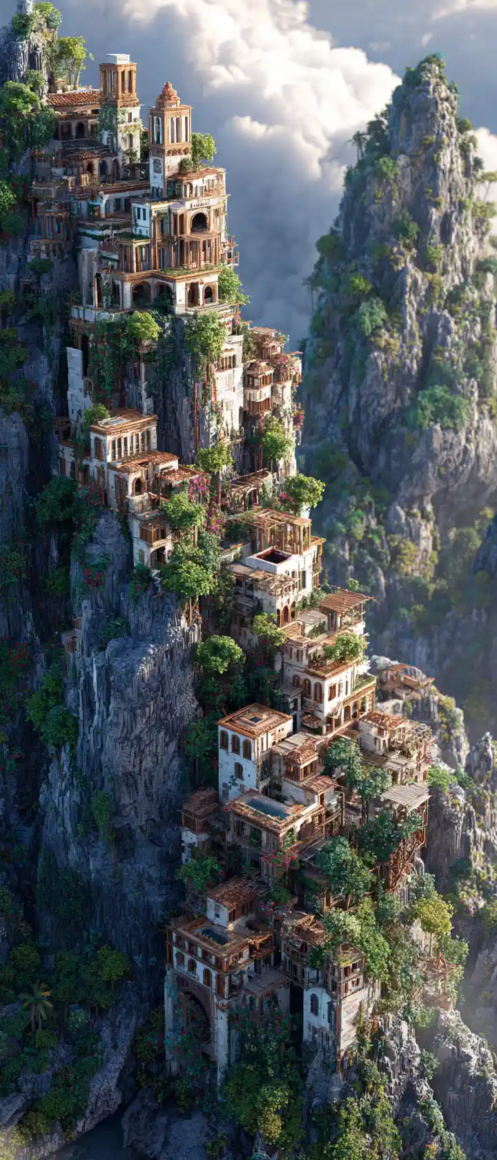 Maestosa città a picco sulla scogliera costruita nelle imponenti rocce dell’isola