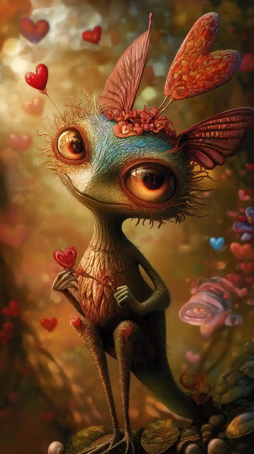 Whimsical fantasy wizard creature in vibrant dreamlike colors