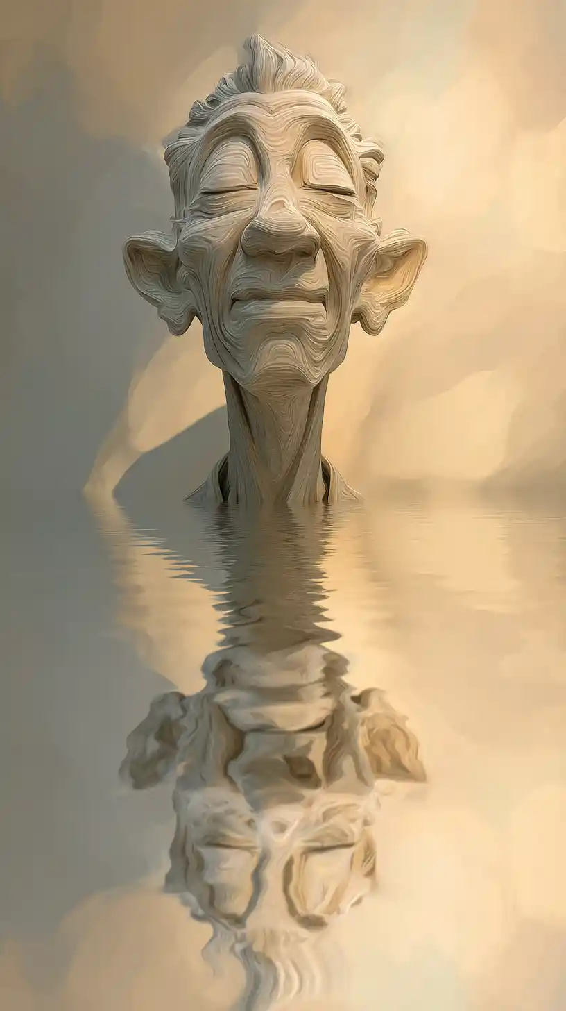 Agua calma y reflectante con luz suave en estilo minimalista