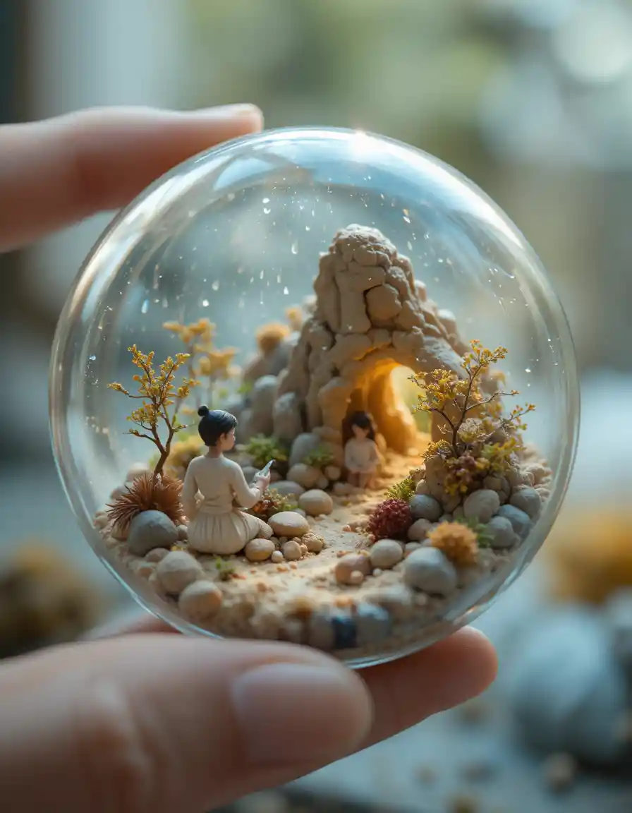 Tiny sculptural world hidden within an everyday household object