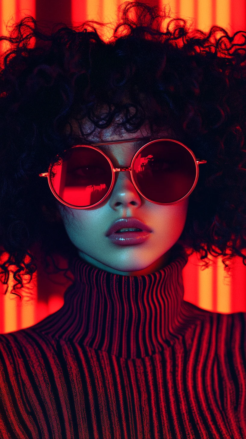 Joven con gafas de sol rojas – retrato pop art en primer plano