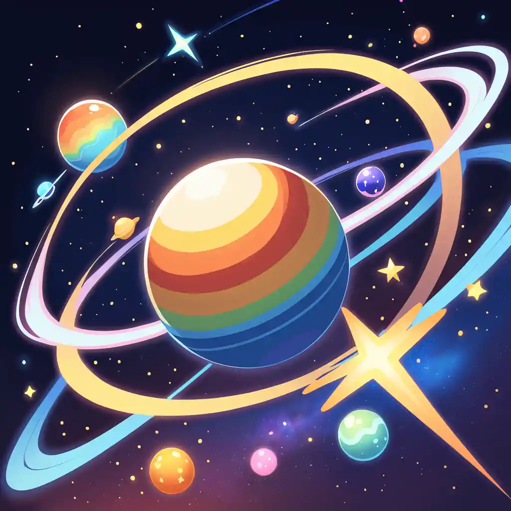 Glowing Rainbow Sphere Floating In Deep Outer Space