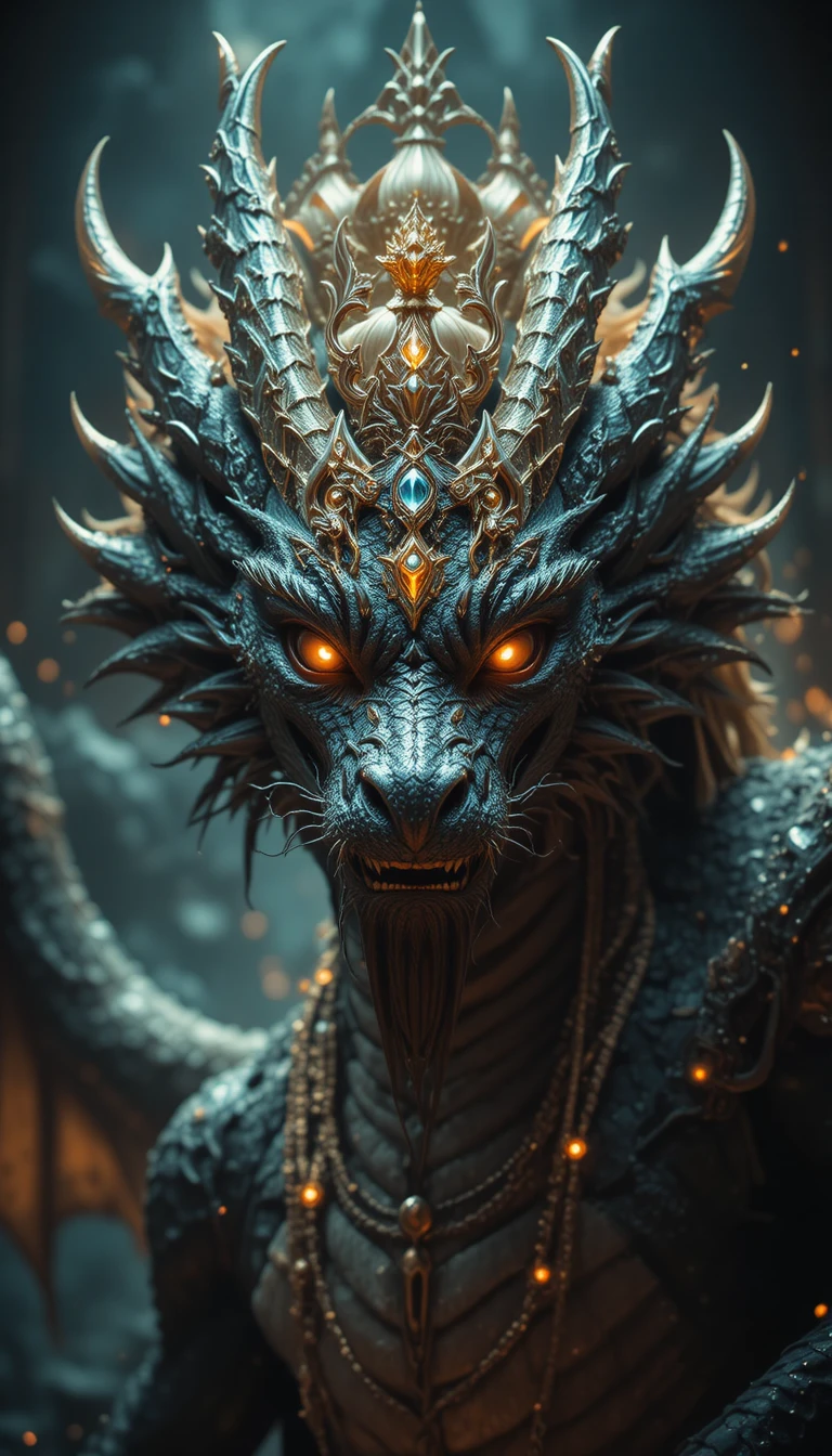 Majestic seven headed dragon crowned by seven royal kingdoms
