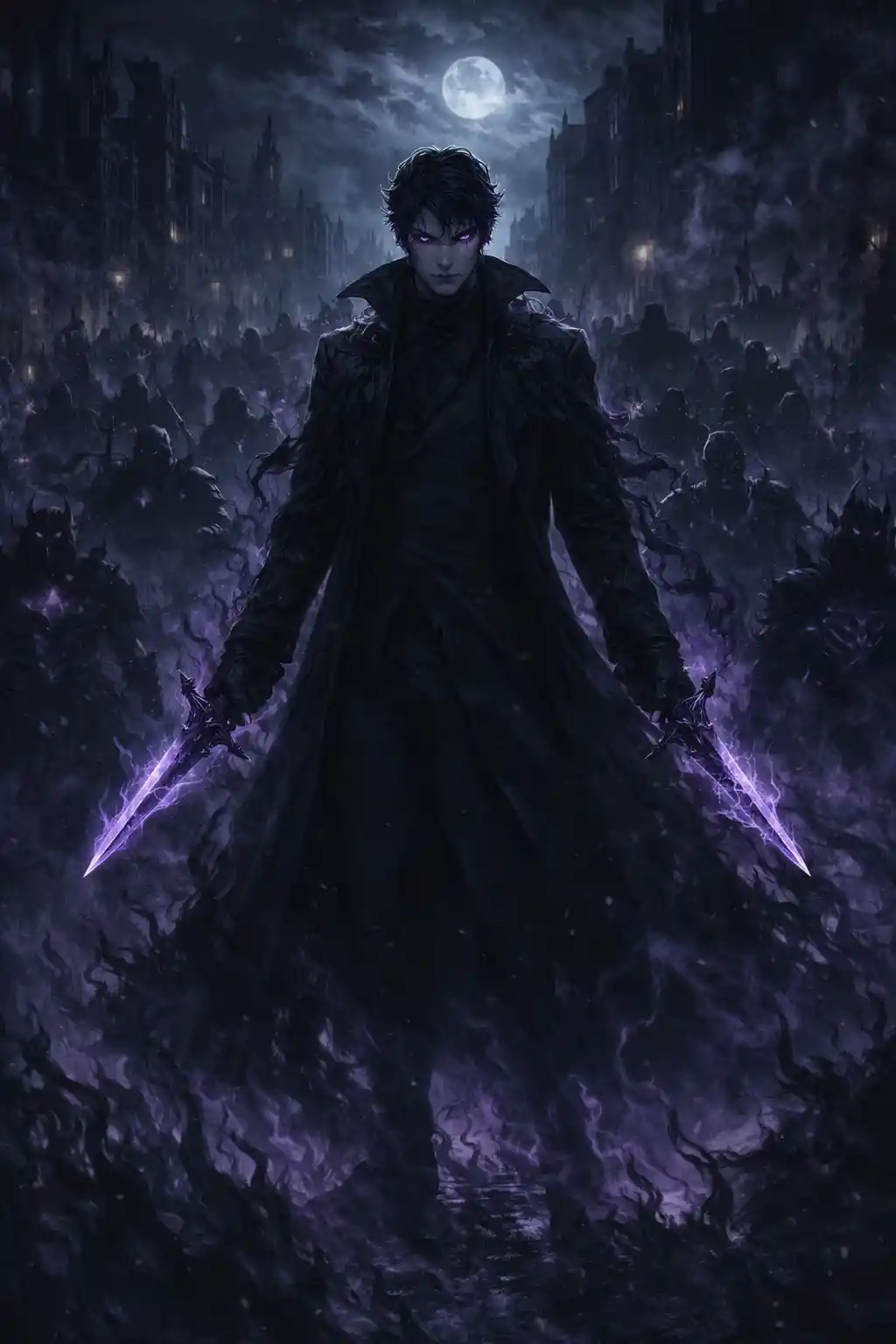 Shadow assassin king commanding a kneeling spectral army