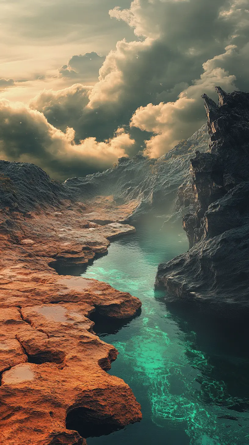 Surreal antipodean landscape of desert merging with alpine fjords