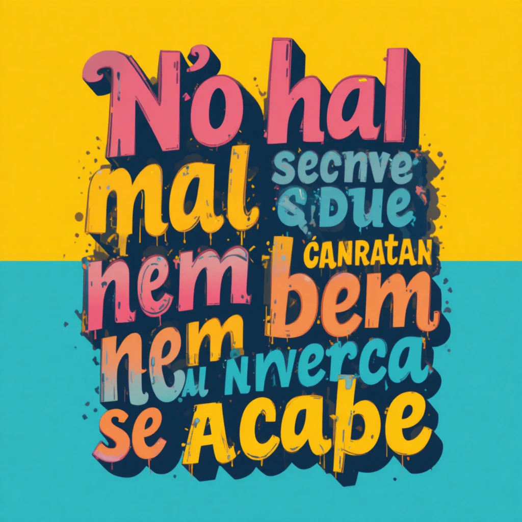 Bold typographic illustration forming a playful phrase silhouette