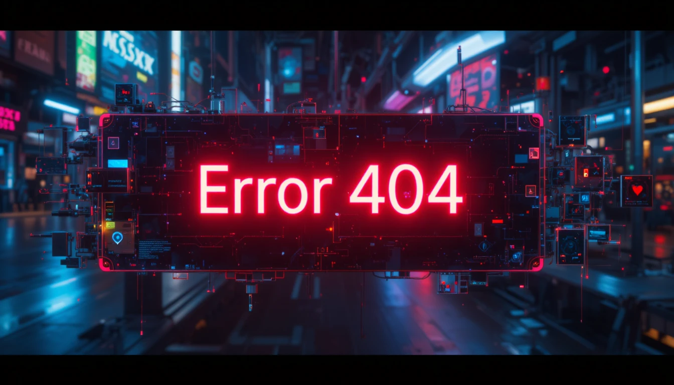 Cyberpunk banner with glowing Error 404 text design
