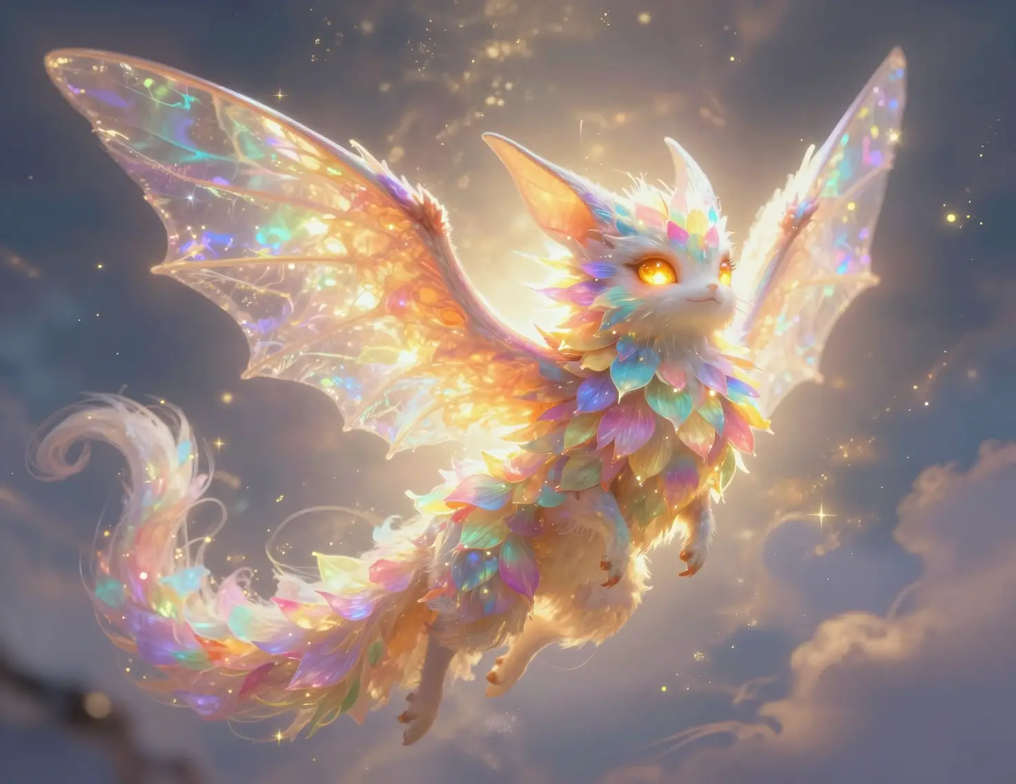 Luminescent Fantasy Creature With Iridescent Wings