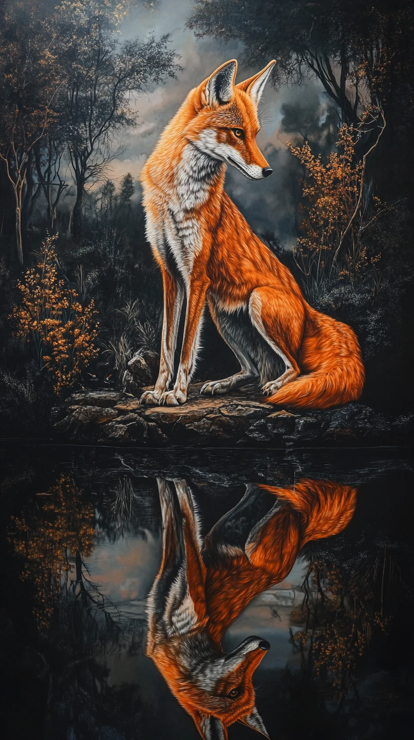 Ilusión surrealista de un lobo de crin en una escena engañosa