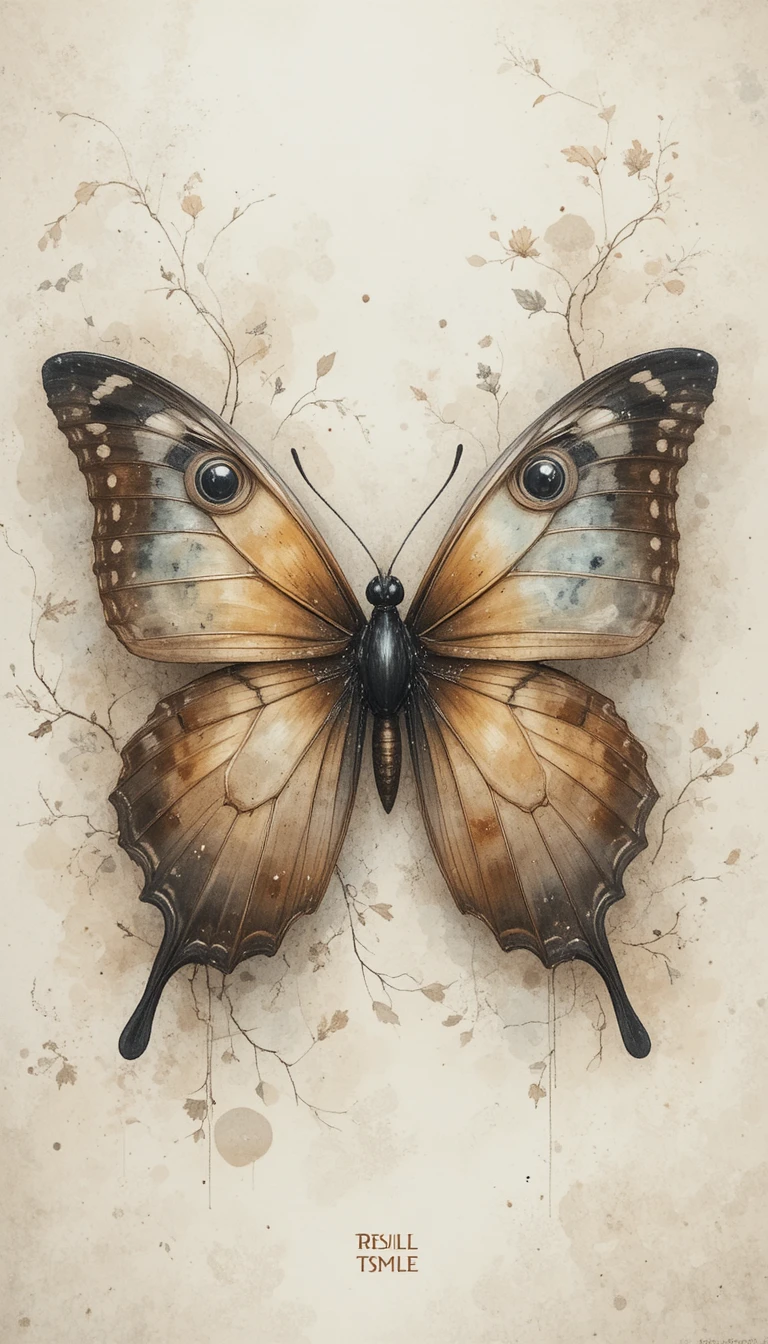 Sanfter Aquarell-Schmetterling mit leisem Lächeln und weichen Augen