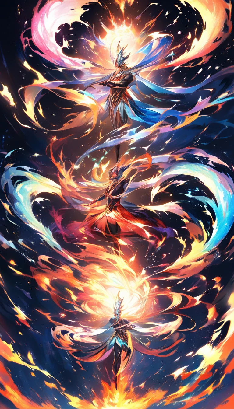 Serene cosmic tai chi spirit in swirling yin yang energy