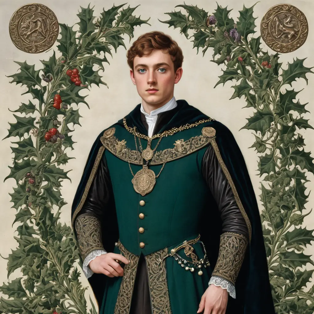 Nobile scozzese con giustacuore verde smeraldo e mantello di velluto