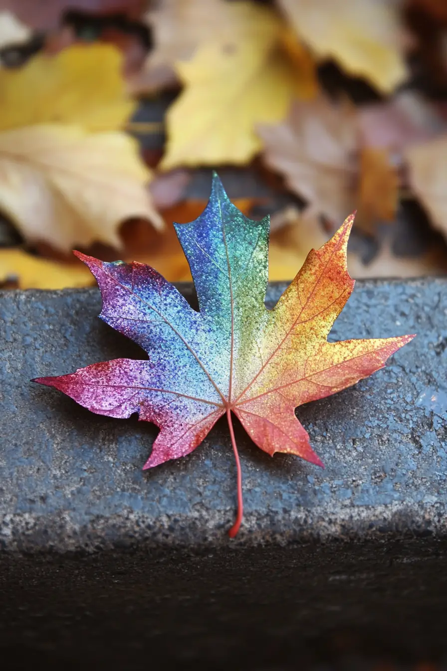 Metallic Maple Leaf On Fantasy Platform In Enchanted Scene